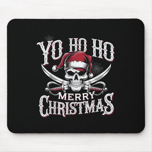 Holiday Pirate Yo Ho Ho Merry Christmas Santa Hat  Mouse Pad (Front)