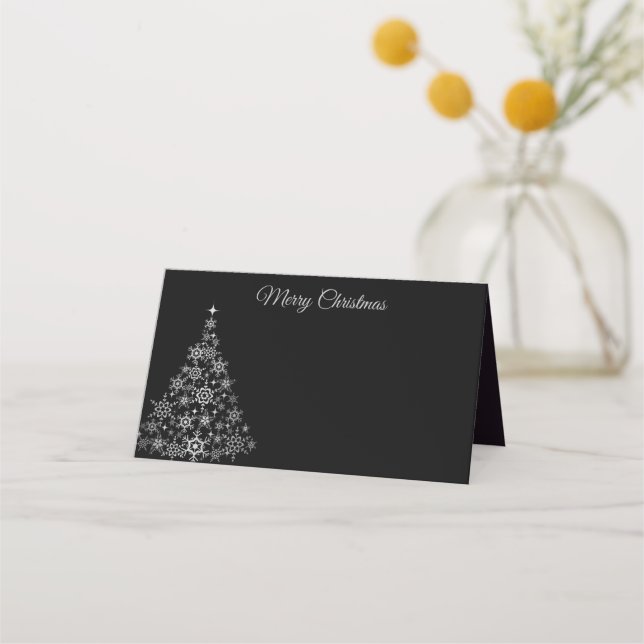 Holiday Place Card Snowflake Tree (Front)