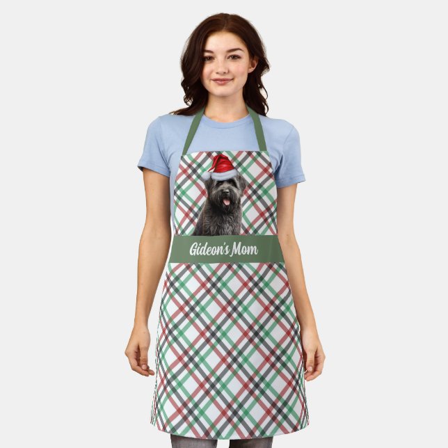 Holiday Plaid Bouvier de Flandres Dog Christmas Apron (Worn)