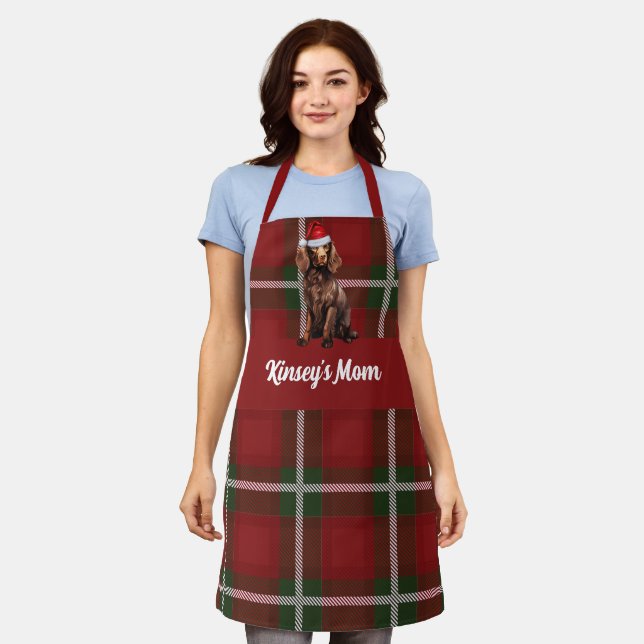 Holiday Plaid Boykin Spaniel Dog Christmas Apron (Worn)