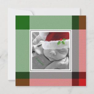 Holiday Plaid Christmas Photo Keepsake Santa Baby