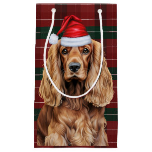 Holiday Plaid Cocker Spaniel Christmas Dog Small Gift Bag