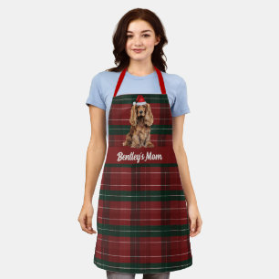 Holiday Plaid Cocker Spaniel Dog Christmas Apron
