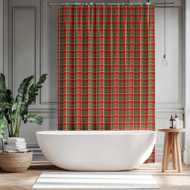 Holiday Plaid Curtain Classic Gift for Bathroom (Holiday Plaid Curtain Classic Gift for Bathroom)