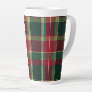 Holiday Plaid Green Red Gold Christmas Latte Mug