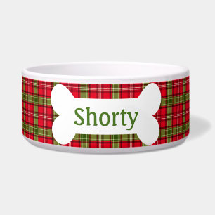 Holiday Plaid Personalized Pet Bowl