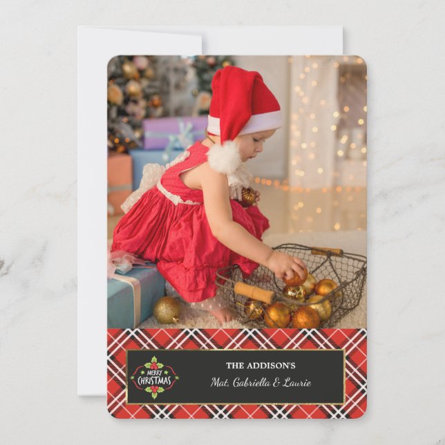 Holiday Plaid Photo Greeting Card (Front)