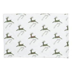 Holiday Plaid Reindeer Pillowcase