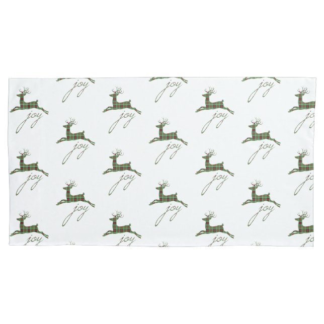 Holiday Plaid Reindeer Pillowcase-King Size Pillowcase (Front)