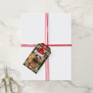 Holiday Plaid with a Cairn Terrier Dog Christmas Gift Tags