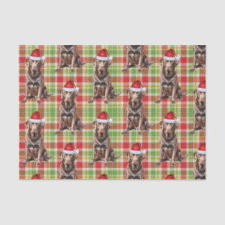 Holiday Plaid with Chocolate Lab Dog Christmas Tissue Paper
