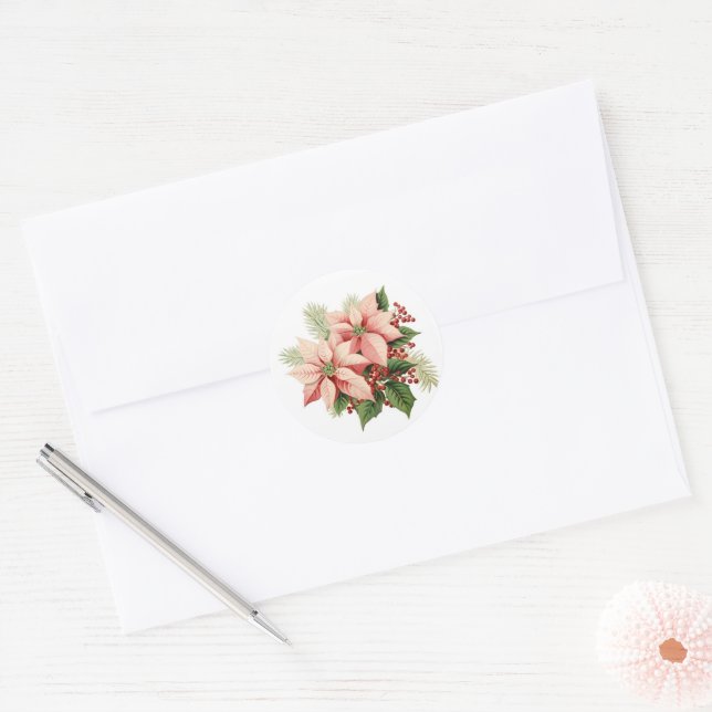 Holiday Poinsettia Stickers (Envelope)