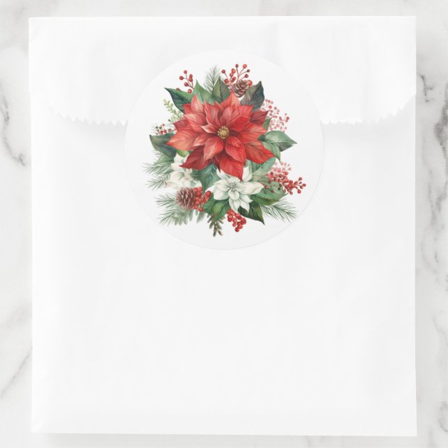 Holiday Poinsettia Stickers (Bag)