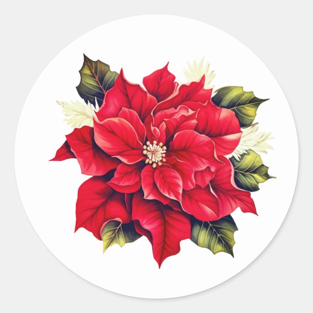 Holiday Poinsettia Stickers (Front)