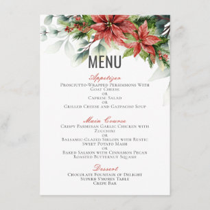 Holiday Poinsettia Wedding 4.5" x 6.25" Menu