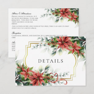 Holiday Poinsettia Wedding Details Enclosure Card