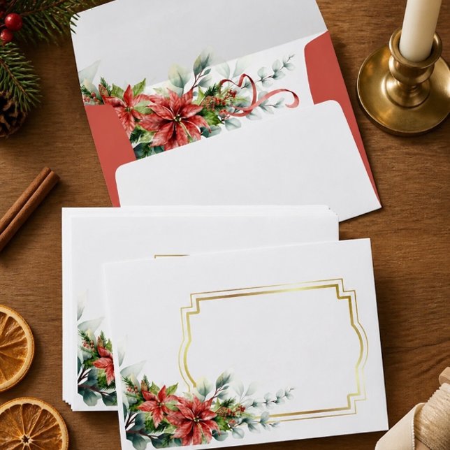 Holiday Poinsettia Wedding Envelope  (Creator Uploaded)