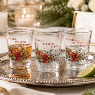 Holiday Poinsettia Wedding Favour Shot Glass