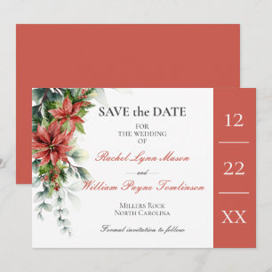 Holiday Poinsettia Wedding Save the Date Card