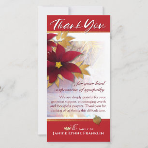 Holiday Pointsettia Sympathy Thank You Card
