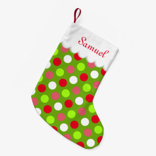 Holiday Polka Dots Personalized Small Christmas Stocking
