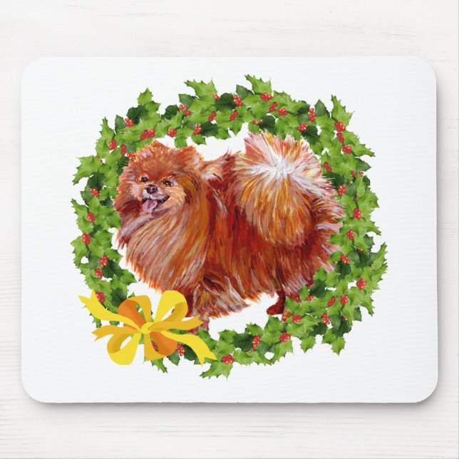Holiday Pomeranian Mouse Pad (Front)