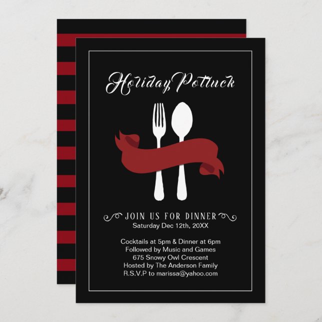 Holiday Potluck Dinner Invitation (Front/Back)