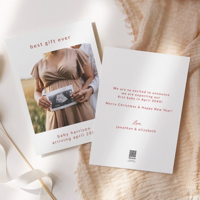 Holiday Pregnancy Announcement Best Gift Ever Card (Creator Uploaded)