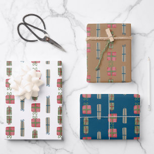Holiday Presents Wrapping Paper   3 Sheet set