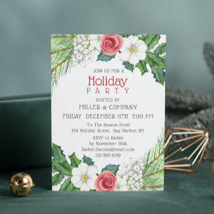 Holiday Pretty Floral Corporate Christmas Party Invitation