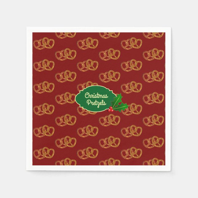 Holiday Pretzel Nibbles - Christmas party own text Napkin (Front)