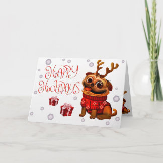 Holiday PuGreeting Card