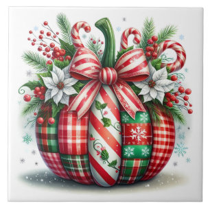 Holiday Pumpkin Floral Ceramic Tile