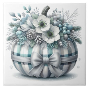 Holiday Pumpkin Floral Ceramic Tile