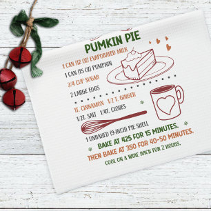 Holiday Pumpkin Pie Recipe Christmas Kitchen Towel