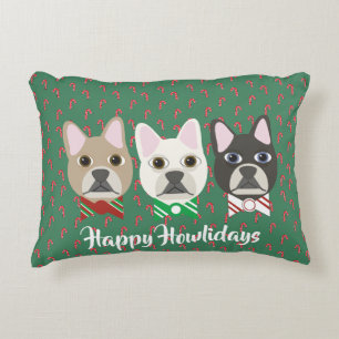 Holiday Pups Candy Cane Accent Pillow