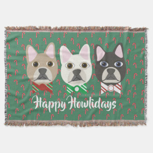 Holiday Pups Candy Cane Throw Blanket