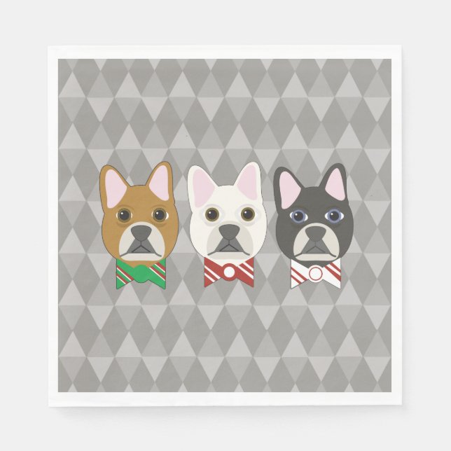 Holiday Pups Gray Diamond Napkin (Front)