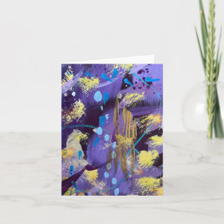 Holiday Purple and Gold Abstract Art Note Card