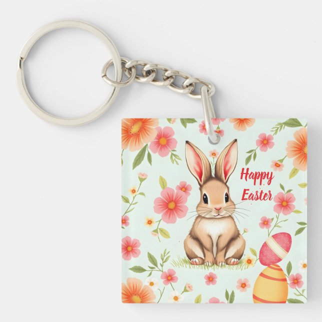 Holiday Rabbit Easter Modern Collection Keychain (Front)