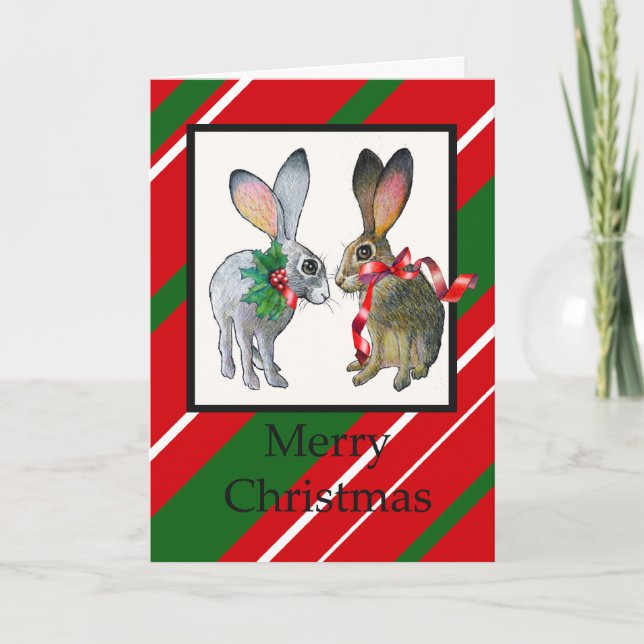 Holiday Rabbits Greeting Card (Front)