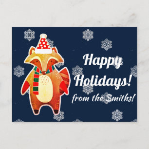 Holiday Raccoon Postcard