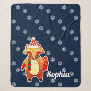 Holiday Raccoon Sherpa Blanket