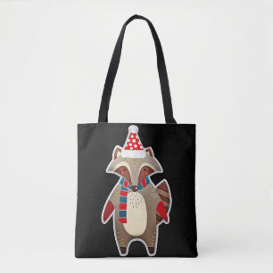 Holiday Raccoon Tote Bag