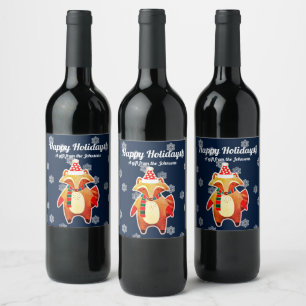Holiday Raccoon Wine Label