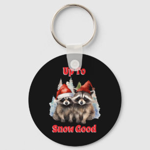 Holiday Raccoons Up To Snow Good T Shirt  Keychain