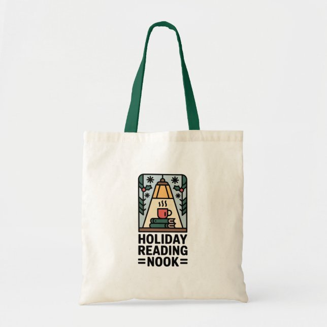 Holiday Reading Nook Library Tote Bag (Front)