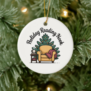 Holiday Reading Nook Tree Keepsake Ceramic Ornament