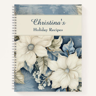 Holiday Recipe Cookbook Vintage Floral Poinsettia Notebook