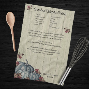 Holiday Recipe Keepsake Blue Pumpkin Farmhouse Kitchen Towel